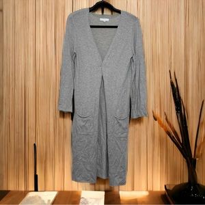 Bryn Walker Small Open Cashmere Blend Cardigan Long Sleeve Gray